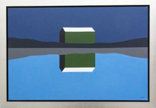 The essence of the rural landscape is captured in this iconic, minimalist image of a barn reflected in water by Charles Pachter.