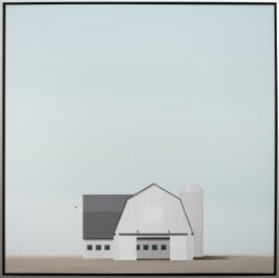 The classic shape of a barn anchors this serene piece by Montreal artist Francis Lipari.