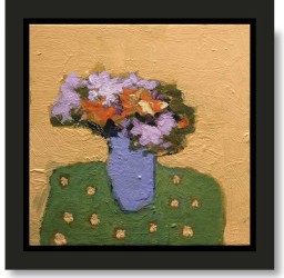 The colours of an Italian countryside - naples yellow, lavender flowers - feature in this abstracted still life.