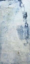 Washes of light blue and cloud white merge in this atmospheric plaster and pigment painting by Jutta Naim.