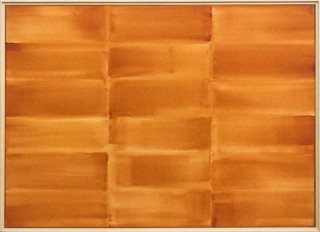 Washed orange rectangles in this geometric composition by Milly Ristvedt breathe rhythmically against the picture plane.