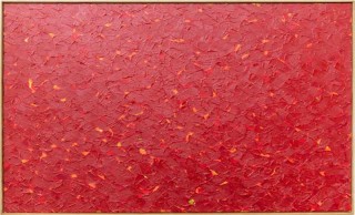The fiery red of a maple leaf tree in autumn appears to be the inspiration for this dynamic abstract by Noreen Taylor.