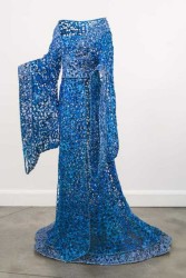 This stunning, luminescent royal blue gown is part of award-winning Canadian sculptor Sophie DeFrancesca’s high fashion gown series.